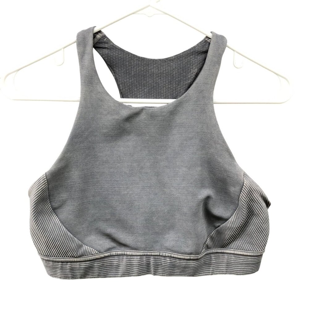 Lululemon Bob And Weave Bra Womens Size 8 Gray Luxstreme Training Gym Workout